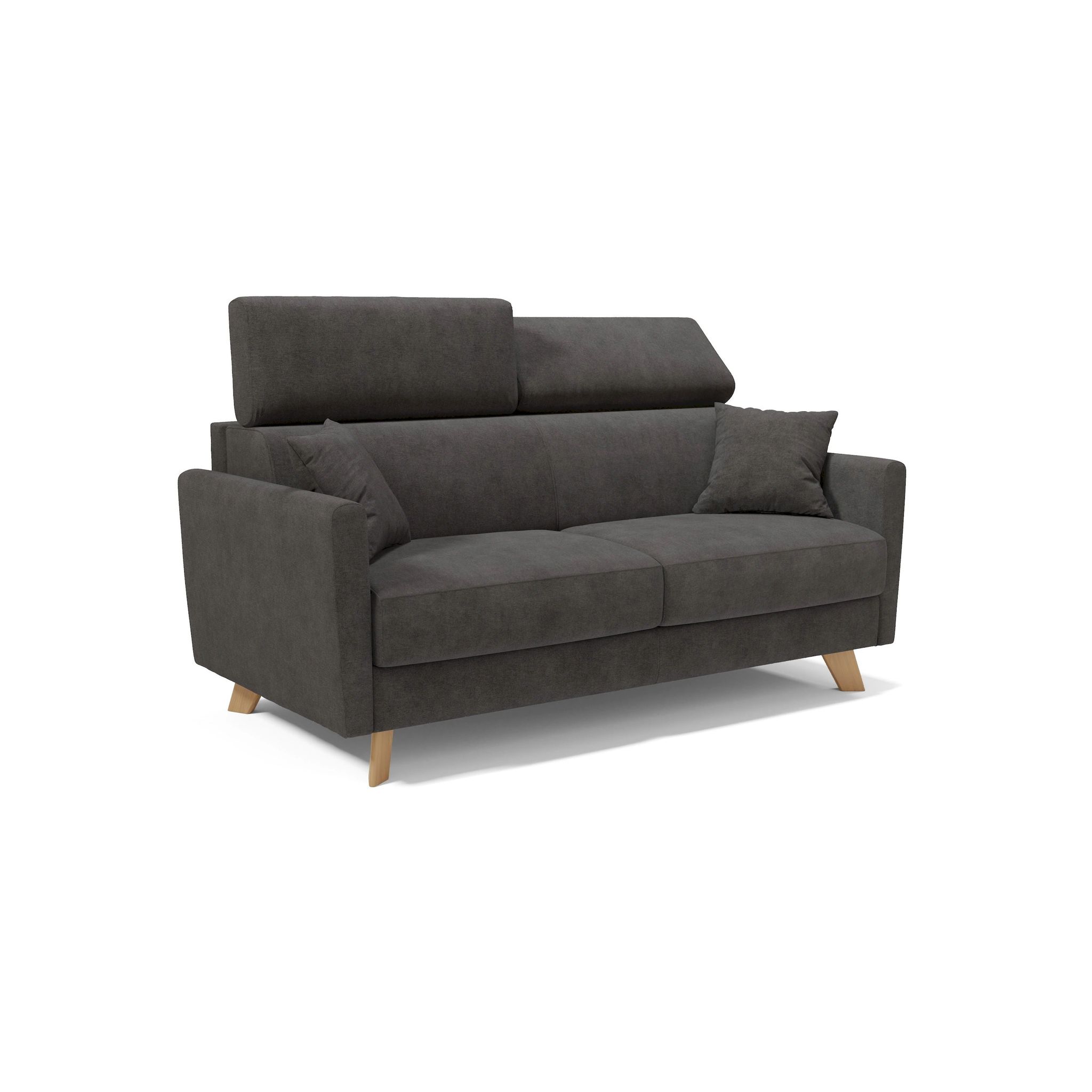 Francy Schlafsofa Mit Verstellbaren Kopfstützen Aus Abwaschbarem Stoff T17 160 Cm (mat. 120x197) Anthrazit
