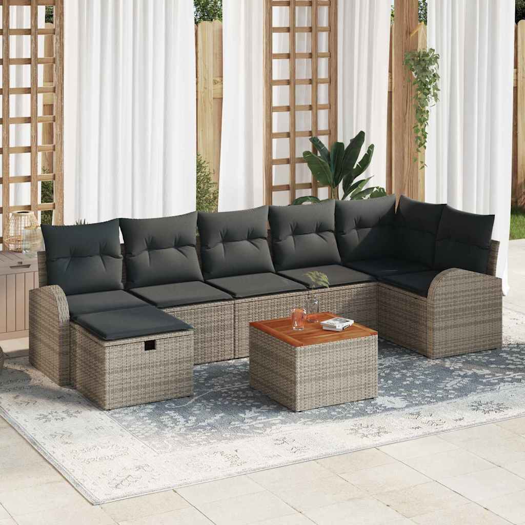 8-teiliges Garten-sofa-set Mit Kissen Grau Poly Rattan Vidaxl 8-teiliges Garten-sofa-set Mit Kissen Grau Poly Rattan Vidaxl