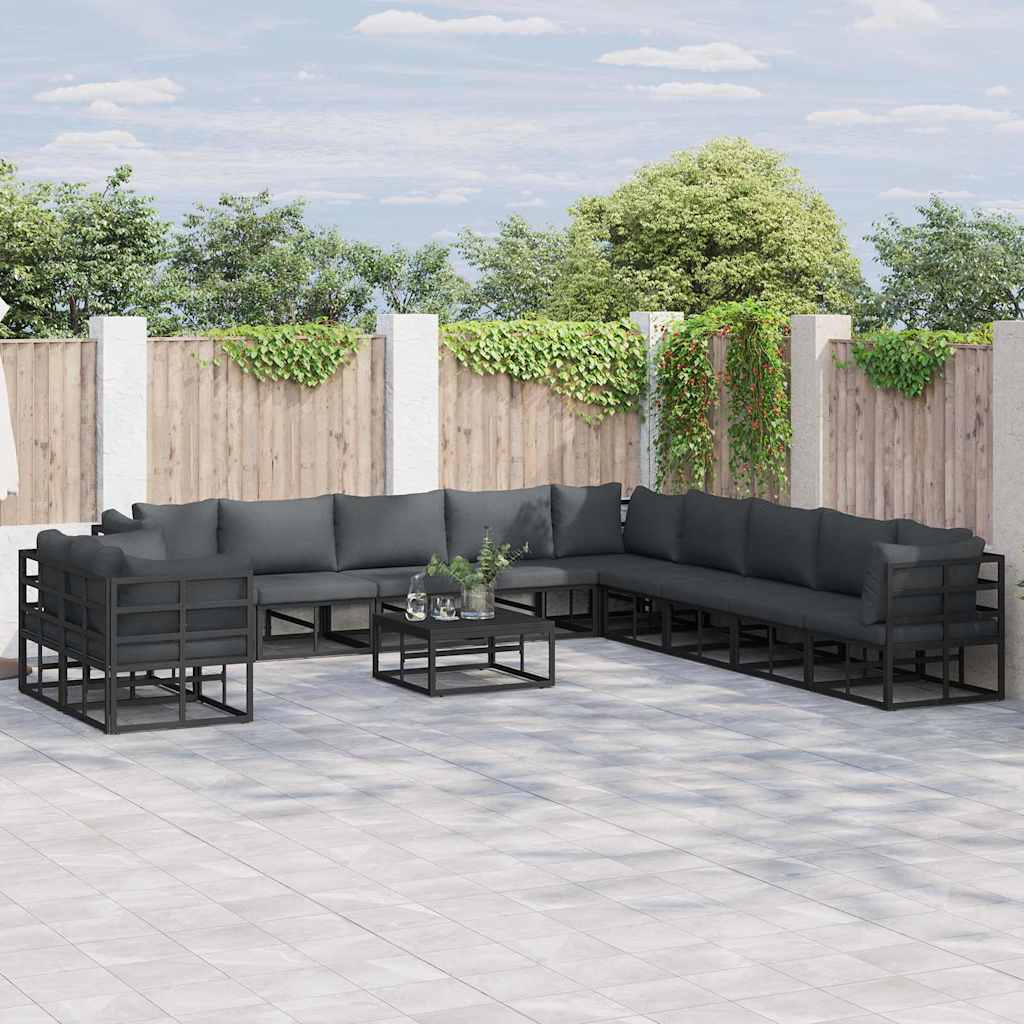 Garten-sofa-set Mit Kissen Schwarz Aluminium Vidaxl