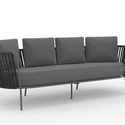 3-Sitzer Sofa Daisy Rope – wasserbeständig dunkelgrau, anthrazit
