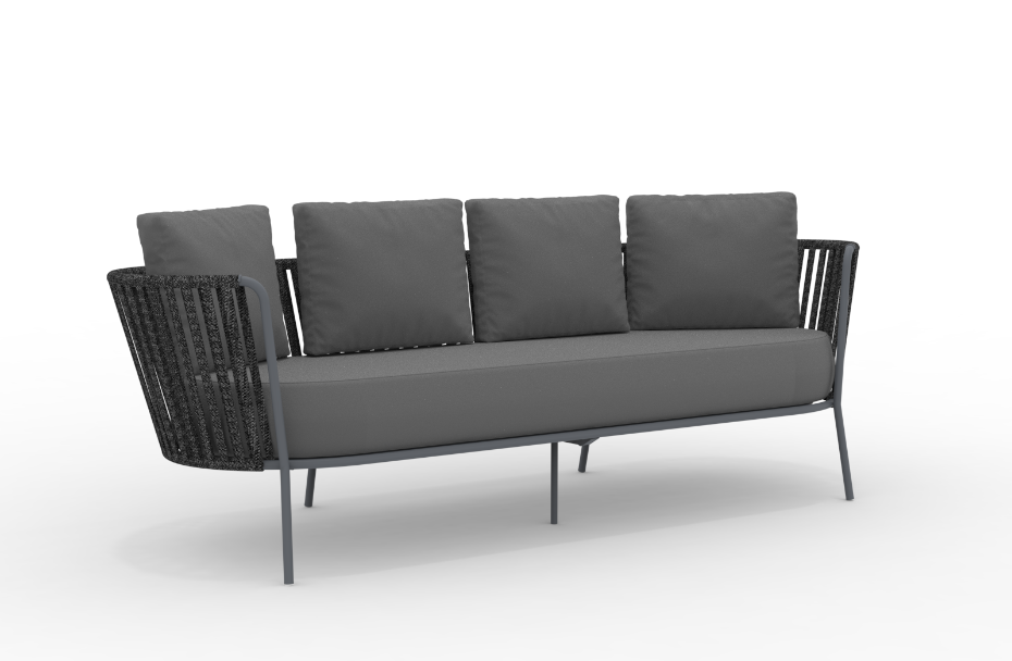 3-Sitzer Sofa Daisy Rope – wasserbeständig dunkelgrau, anthrazit