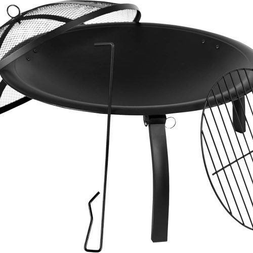Feuerstelle Für Den Außenbereich, Feuerstelle Aus Kaltgewalztem Eisen, Kamin Für Garten, Campingplatz, Hof, Heizgerät Mit Beinen, Faltbar, Mit Schürhaken, Grillrost Und Deckel
