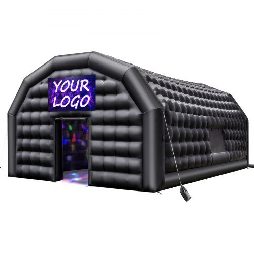 VEVOR Aufblasbares Partyzelt 8x6x4 m, Würfelzelt für Disco Nachtclub, Pavillon Hochzeitszelt mit 1100W Gebläse, Sandsack, 2 Fenster für Veranstaltungen, Geburtstag, Hochzeit, Schwarz