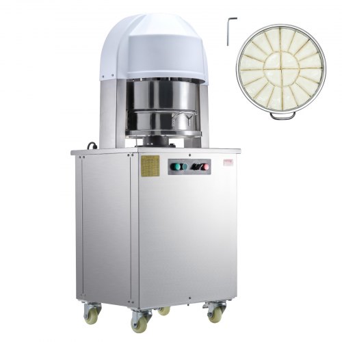 VEVOR Teigteiler 20-teilige elektrische Teigteilermaschine, 60-260 g freistehende Teigschneidmaschine mit Tablett aus 304er-Edelstahl, 750 W Brotbackautomat für Bäckerei, Restaurant, Café Silber