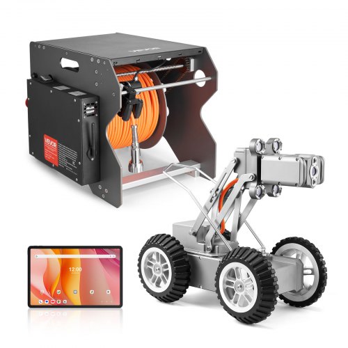 VEVOR Inspektionsroboter, 60 m lange Rohrleitungserkennungs-Kriechroboter mit 2 MP Front-/Rückkamera & Touchscreen-Tablet, IP68-Rohrkamera mit Beleuchtung & Entfernungszähler für Industrierohre