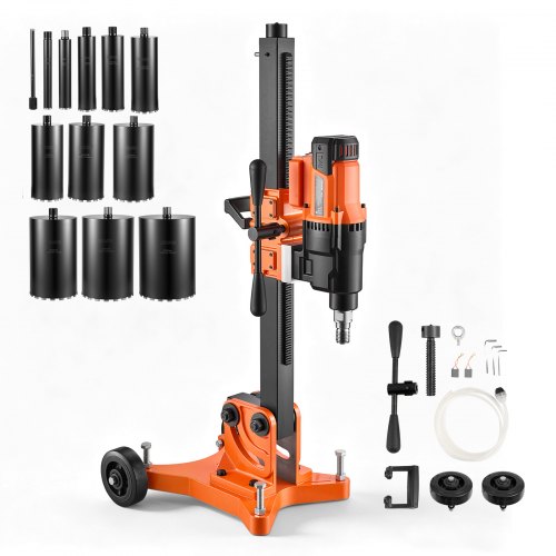 VEVOR Diamant Kernbohrmaschine 3000 W Kernbohrgerät Trocken/Nass 20-305 mm, für Beton Ziegel Keramikfliesen Asphalt Marmor, 12 Bohrer Neigbarer Ständer & Fahrgestell 1000/550 U/min, UNC1 1/4–7 Gewinde - Gallery 1 VEVOR Diamant Kernbohrmaschine 3000 W Kernbohrgerät Trocken/Nass 20-305 mm, für Beton Ziegel Keramikfliesen Asphalt Marmor, 12 Bohrer Neigbarer Ständer & Fahrgestell 1000/550 U/min, UNC1 1/4–7 Gewinde