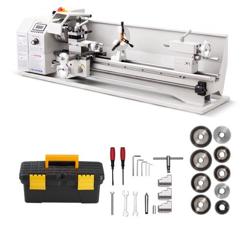 VEVOR Metalldrehmaschine 220 x 762 mm 1100 W Metalldrehbank für Werkstätten, mit Variabler Drehzahl bis 3000 U/min, Not-Aus, 8 Metrischen 0,5-2,5 mm, 8 Zölligen Gewinden 10-44 TPI und Werkzeugkasten VEVOR Metalldrehmaschine 220 x 762 mm 1100 W Metalldrehbank für Werkstätten, mit Variabler Drehzahl bis 3000 U/min, Not-Aus, 8 Metrischen 0,5-2,5 mm, 8 Zölligen Gewinden 10-44 TPI und Werkzeugkasten