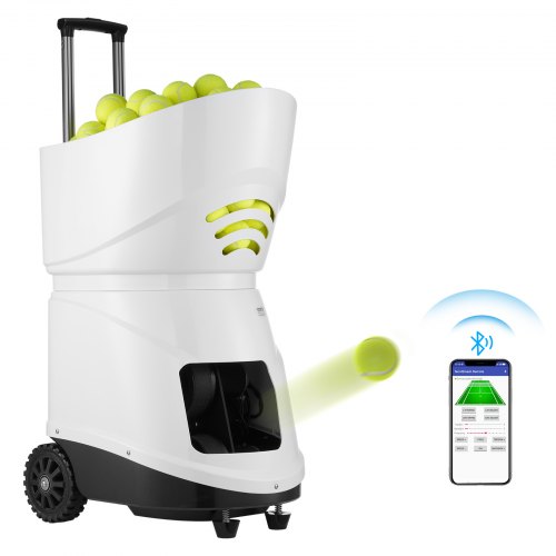 VEVOR Tennisballmaschine, automatischer tragbarer Tennisballwerfer, Übungswerfer für 150 Bälle, Tennistraining, 5 Motoren, Multimodus-Übungen, über 2 Stunden Spielzeit, wiederaufladbarer Akku, Fernbedienung per App VEVOR Tennisballmaschine, automatischer tragbarer Tennisballwerfer, Übungswerfer für 150 Bälle, Tennistraining, 5 Motoren, Multimodus-Übungen, über 2 Stunden Spielzeit, wiederaufladbarer Akku, Fernbedienung per App