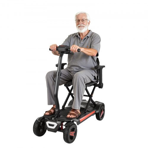 VEVOR 4-Rad-Elektromobil klappbar, Mobilitätsroller für Erwachsene & Senioren, E-Scooter mit 15 km Reichweite, All-Terrain-Reiserollstuhl mit 9° Steigfähigkeit & 120 kg Tragkraft