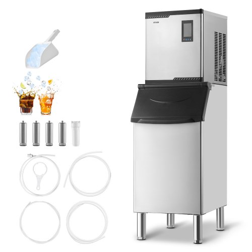 VEVOR gewerbliche Eismaschine, 136 kg/Tag Eisbereiter mit 136 kg Edelstahl-Vorratsbehälter, automatisch selbstreinigende Eismaschine mit Touchscreen für Bar Café Restaurant Geschäft Gewerbe VEVOR gewerbliche Eismaschine, 136 kg/Tag Eisbereiter mit 136 kg Edelstahl-Vorratsbehälter, automatisch selbstreinigende Eismaschine mit Touchscreen für Bar Café Restaurant Geschäft Gewerbe