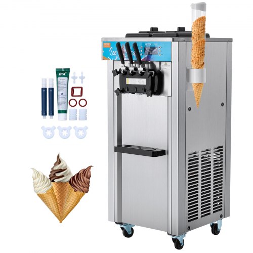 VEVOR Kommerzielle Softeismaschine, 21–31 l/h Leistung, Freistehende Softeismaschine mit 3 Geschmacksrichtungen, 2 x 5,5 L Edelstahlzylinder, LED-Panel, Automatische Vorkühlung, für Restaurantbars VEVOR Kommerzielle Softeismaschine, 21–31 l/h Leistung, Freistehende Softeismaschine mit 3 Geschmacksrichtungen, 2 x 5,5 L Edelstahlzylinder, LED-Panel, Automatische Vorkühlung, für Restaurantbars