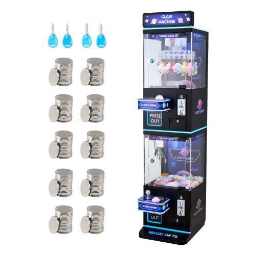 VEVOR Greifautomat, mittelgroß, Arcade-Spielautomat mit Greifer & Doppelschicht, Licht & Ton, Spielzeug-Süßigkeitengreifer, Preisspender, für kommerzielles Heimkino, Schwarz-Lila