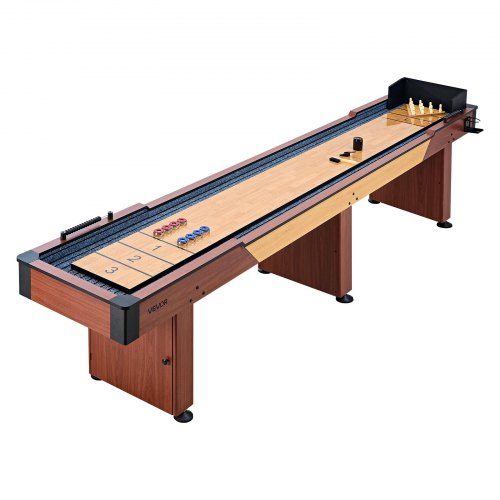 VEVOR Shuffleboard-Tisch 3,7 m 2-in-1 mit Bowling-Set und 8 Pucks Indoor, Shuffleboard mit Rustikaler Holzoptik, Kratzfester Spielfläche, Wachs und Bürste, für das Familienspielzimmer zu Hause - Gallery 1 VEVOR Shuffleboard-Tisch 3,7 m 2-in-1 mit Bowling-Set und 8 Pucks Indoor, Shuffleboard mit Rustikaler Holzoptik, Kratzfester Spielfläche, Wachs und Bürste, für das Familienspielzimmer zu Hause