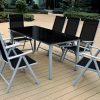 Gartensitzgruppe Bern 9-tlg 8 Personen Silber Alu Schwarz Glas