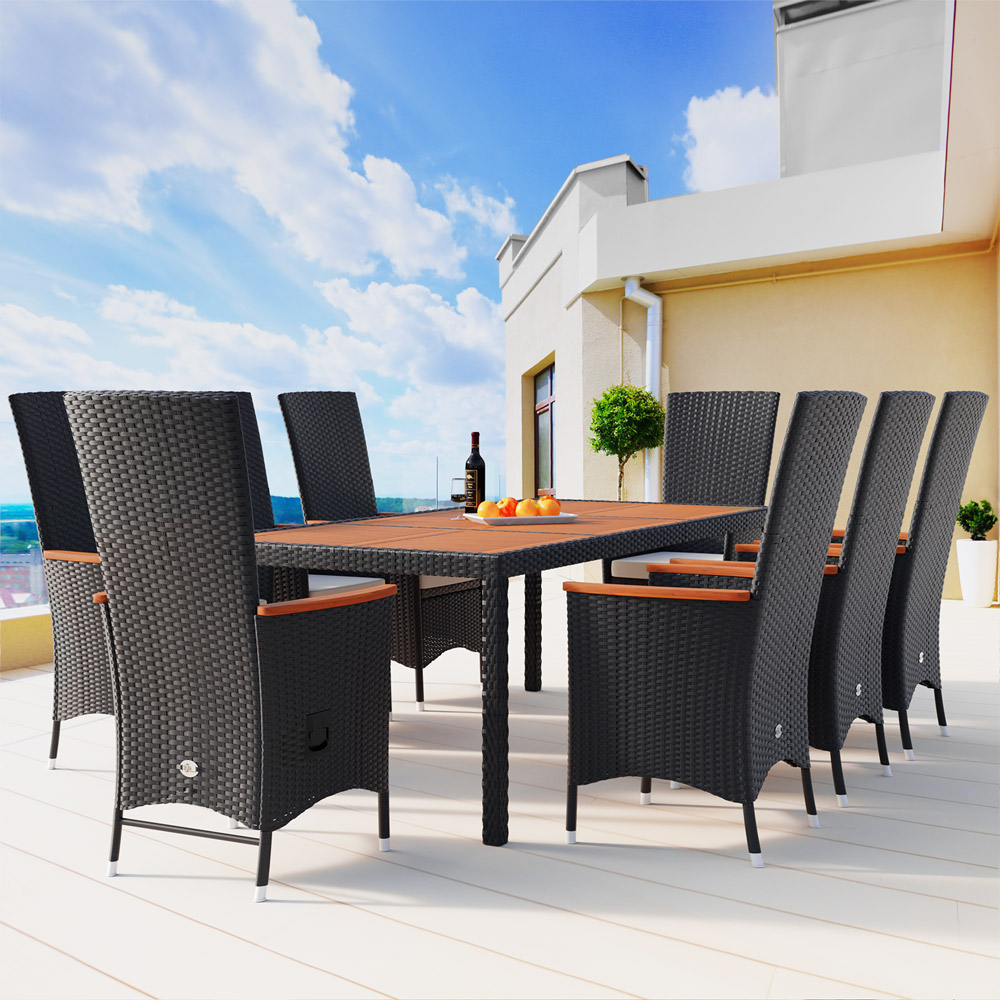 Polyrattan Garten-Sitzgruppe Rio 9-tlg Schwarz verstellbar - Gallery 3 Polyrattan Garten-Sitzgruppe Rio 9-tlg Schwarz verstellbar