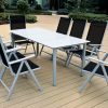 Gartensitzgruppe Bern 9-tlg 8 Personen Silber Alu Milchglas Glas