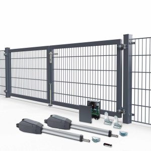 Elektr. Kombitor Premium, 2-flg., Breite 3000 mm Zum Einbetonieren 1000 mm RAL 6005 Moosgrün