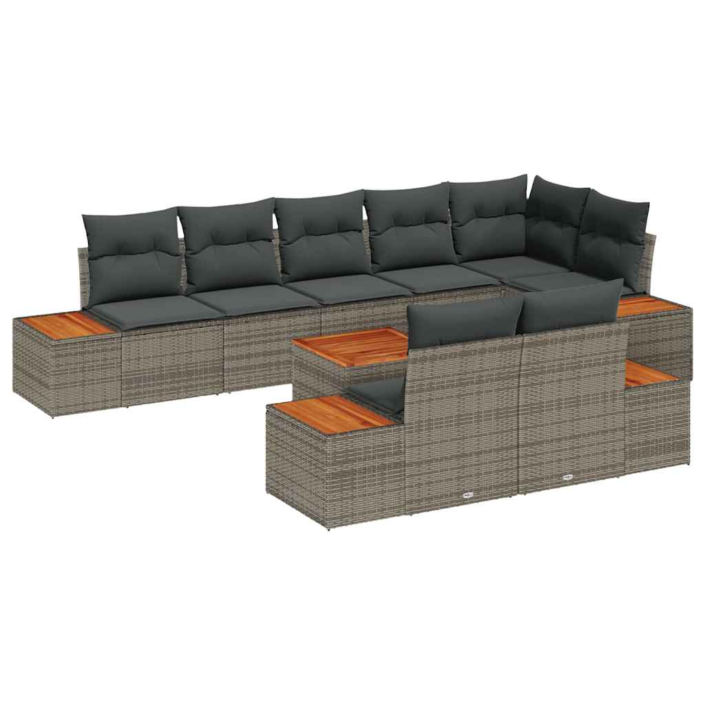 Vidaxl - 9-teiliges Gartensofa-set Mit Kissen Grau Poly-rattan Akazie