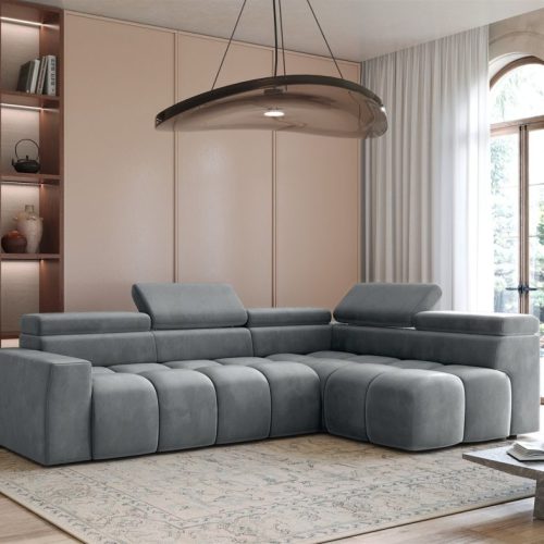 Ecksofa Designersofa Darcy In Stoff Salvador Grau Ottomane Rechts