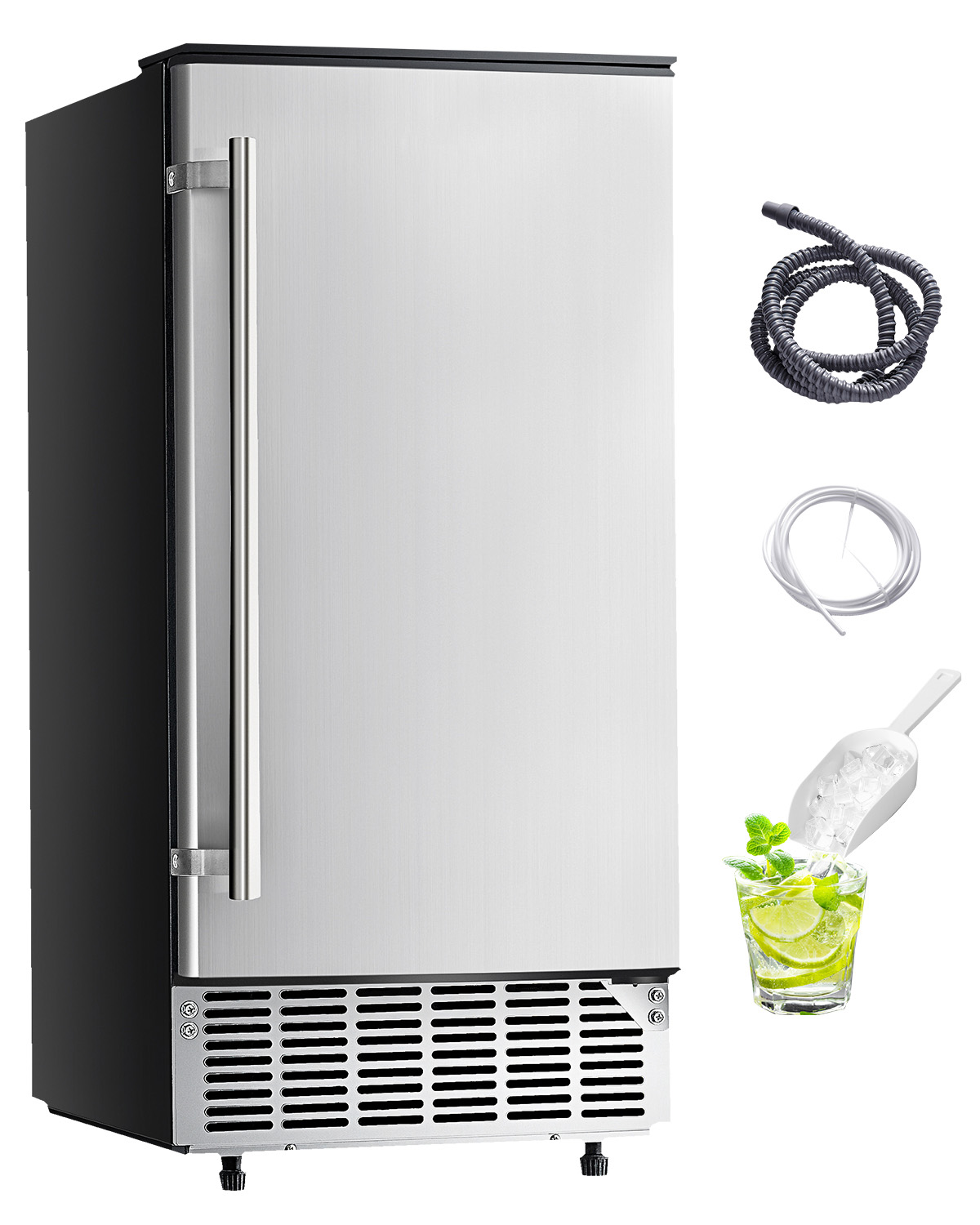 Unterbau-einbau-eismaschine - Leistung 36 Kg/tag, Edelstahl, Türanschlag Wechselbar, Für Gewerbliche Und Private Küchen, Elektrische Entwässerung - Mophorn Unterbau-einbau-eismaschine - Leistung 36 Kg/tag, Edelstahl, Türanschlag Wechselbar, Für Gewerbliche Und Private Küchen, Elektrische Entwässerung - Mophorn
