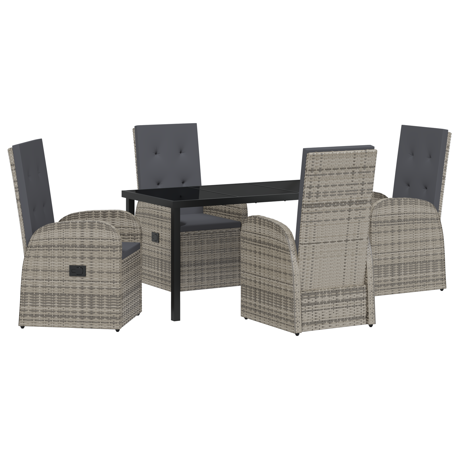 Gartenliegestühle Mit Kissen 5 Pcs Grau 140 X 70 X 73 Cm Vidaxl