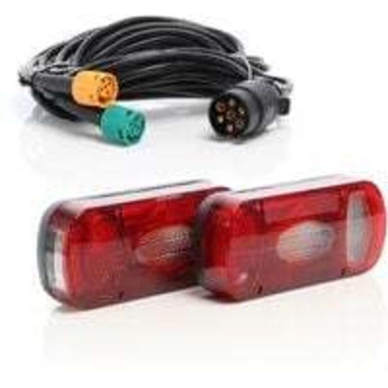 Rücklichtset (2-teilig) Und 5 M Langes 7-poliges Kabel Mit 2 X 5-poligen Steckern – 220 X 100 X 57 Mm – Stecker Typ 1 – Anhängerbeleuchtung Mit Kennzeichenbeleuchtung – Verkehrssicherheit Rücklichtset (2-teilig) Und 5 M Langes 7-poliges Kabel Mit 2 X 5-poligen Steckern – 220 X 100 X 57 Mm – Stecker Typ 1 – Anhängerbeleuchtung Mit Kennzeichenbeleuchtung – Verkehrssicherheit