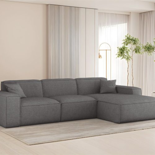 Ecksofa Designersofa Celes Premium In Stoff Artico Grau Ottomane Rechts
