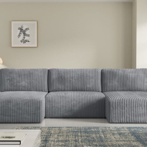 Wohnlandschaft Sofa Mit Schlaffunktion Natalia In Stoff Tilia Grau