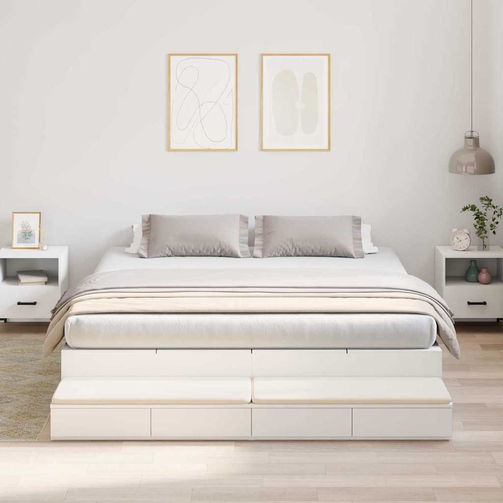 Bett Mit Stauraum Weiß 236.5 X 180 X 31.5 Cm Holzwerkstoff Vidaxl Bett Mit Stauraum Weiß 236.5 X 180 X 31.5 Cm Holzwerkstoff Vidaxl