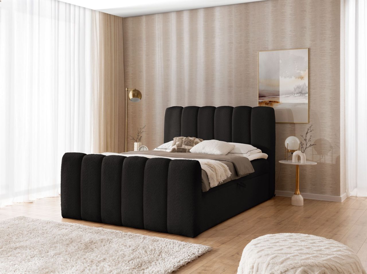 Boxspringbett Schlafzimmerbett Denis Premium 180x200cm Stoff Catch Me Schwarz Boxspringbett Schlafzimmerbett Denis Premium 180x200cm Stoff Catch Me Schwarz