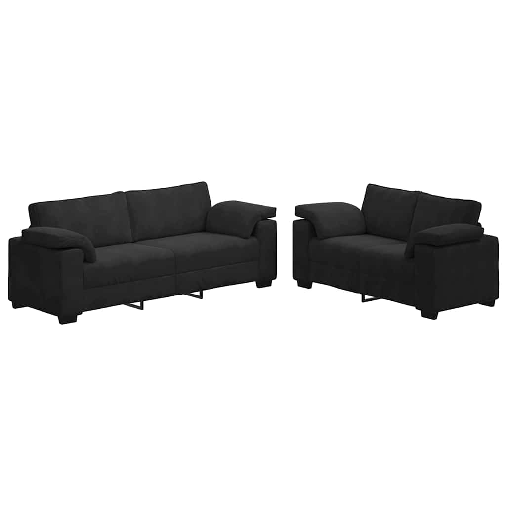 2-teiliges Sofa-set Mit Kissen, Schwarzer Samt Vidaxl 2-teiliges Sofa-set Mit Kissen, Schwarzer Samt Vidaxl