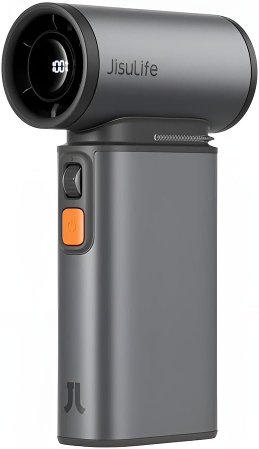 Hand-turbo-ventilator Mit Luftstaubfunktion, Tragbarer Jet-ventilator Mit 1–100 Geschwindigkeiten, Für Tastaturreinigung/camping Im Freien – Dunkelgrau