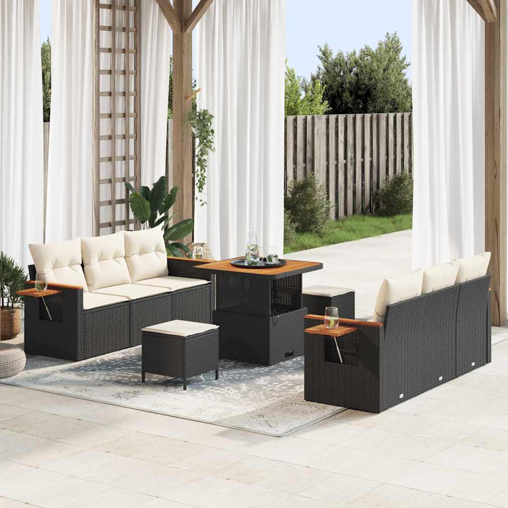 Vidaxl - Garten-sofa-set 9 Pcs Schwarz Und Creme 80 X 80 X 71 Cm