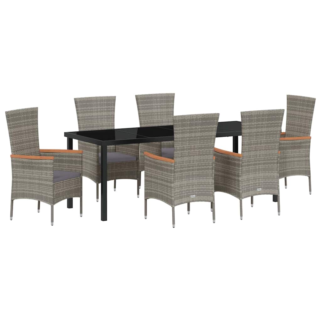 Garten Essgruppe Mit Kissen 7 Pcs Grau Poly Rattan Vidaxl