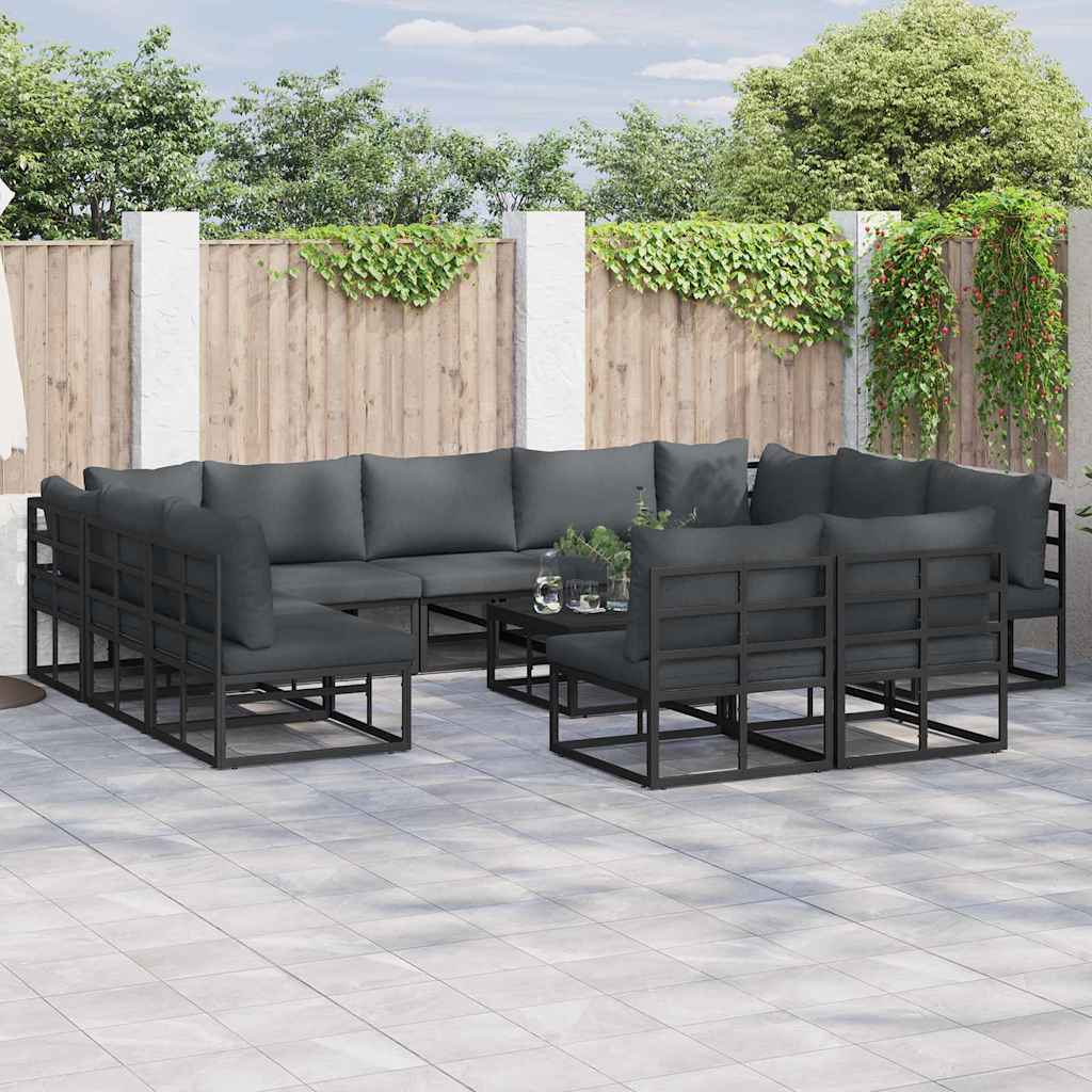 Garten-sofa-set Mit Kissen 12 Pcs Schwarz Aluminium Vidaxl Garten-sofa-set Mit Kissen 12 Pcs Schwarz Aluminium Vidaxl