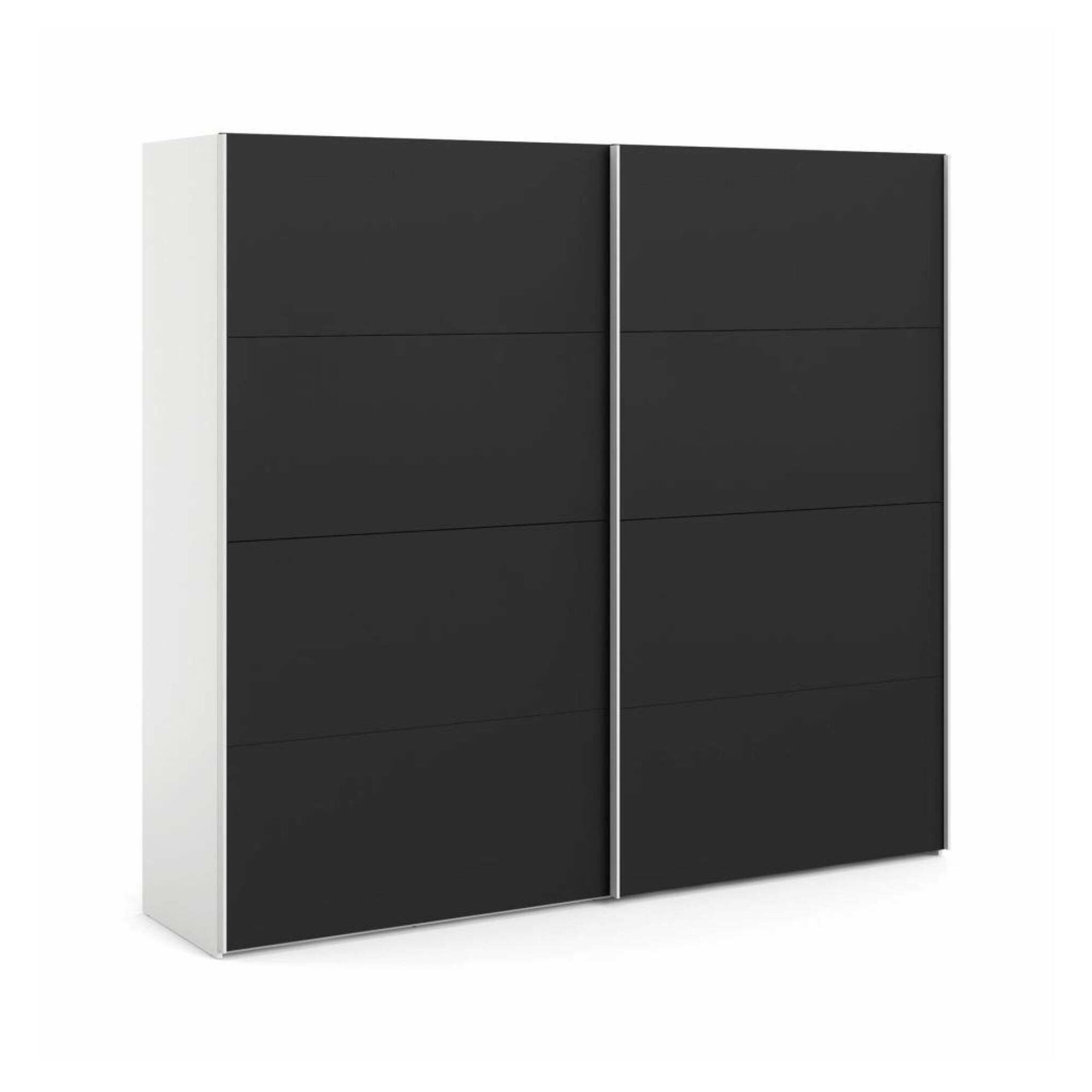 Kleiderschrank 2 Türen Damienne, Schlafzimmermöbel, Schrank, Garderobe, 243x61 H220 Cm, Weiß Und Schwarz - Dmora