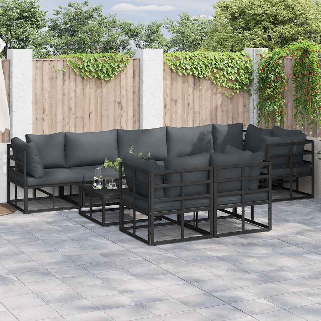 Garten-sofa-set Mit Kissen Schwarz Aluminium Vidaxl