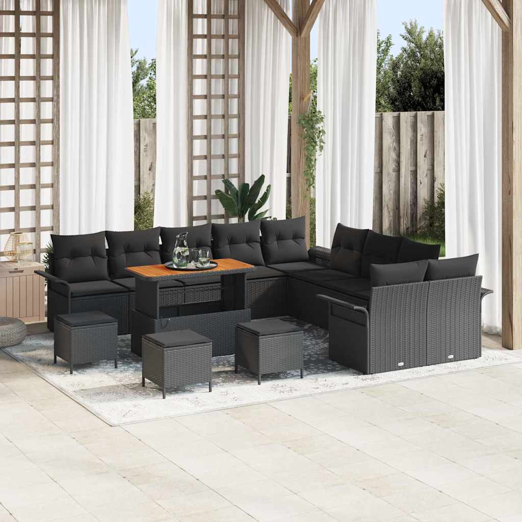 Vidaxl - Garten-sofa-set Mit Kissen 14 Pcs Schwarz 110 X 55 X 71 Cm Vidaxl - Garten-sofa-set Mit Kissen 14 Pcs Schwarz 110 X 55 X 71 Cm
