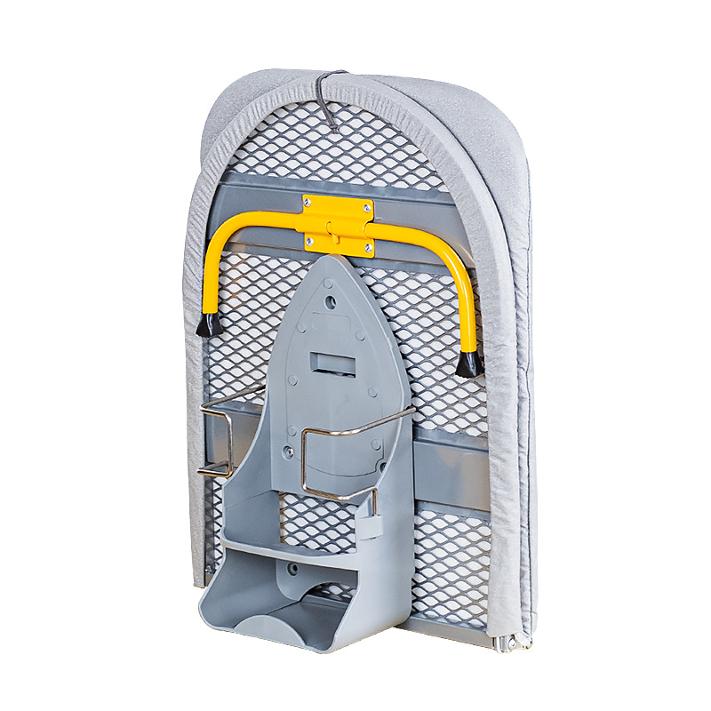 Taschen-klappbügelbrett 89 X 33 Cm Mit Bezug Aus 100 % Baumwolle, Kompakte Aufbewahrung, Platzsparender Tisch, Integrierter Bügeleisenhalter, Grau/gelb