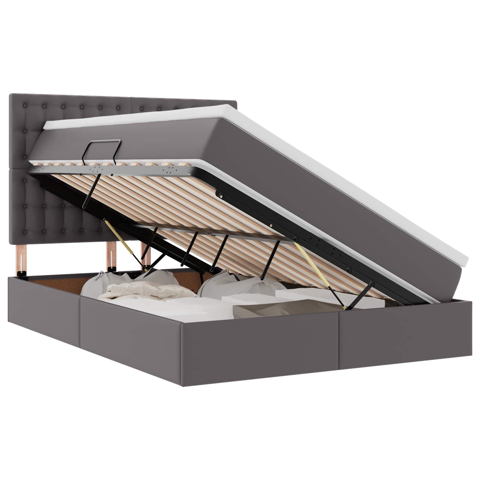 Bett Mit Stauraum Und Led Grau 140 X 190 Cm Kunstleder Vidaxl Bett Mit Stauraum Und Led Grau 140 X 190 Cm Kunstleder Vidaxl