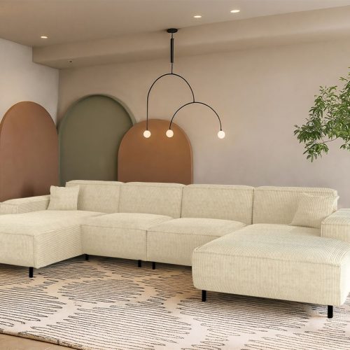 Wohnlandschaft Sofa U-form Gloria In Stoff Scala Creme