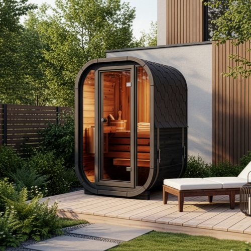 FinnTherm Fasssauna Ellipso S black