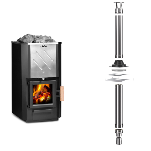 FinTec Saunaofen Iwo Reflex + FinTec Schornstein (verschiedene Varianten)