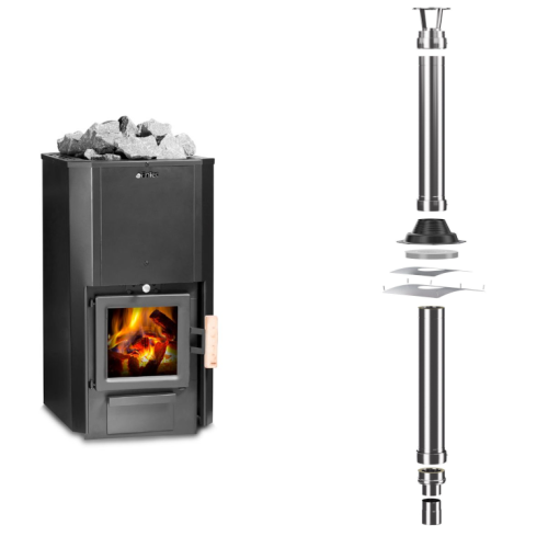 FinTec Saunaofen Iwo Trend + FinTec Schornstein (verschiedene Varianten)
