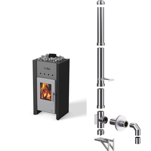 FinTec Saunaofen Troll / Leistung 7,8 kW + FinTec Schornstein (verschiedene Varianten)