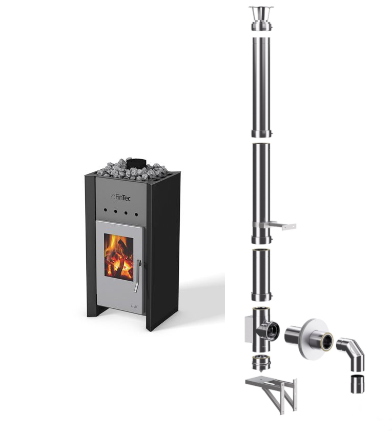 FinTec Saunaofen Troll / Leistung 7,8 kW + FinTec Schornstein (verschiedene Varianten) FinTec Saunaofen Troll / Leistung 7,8 kW + FinTec Schornstein (verschiedene Varianten)