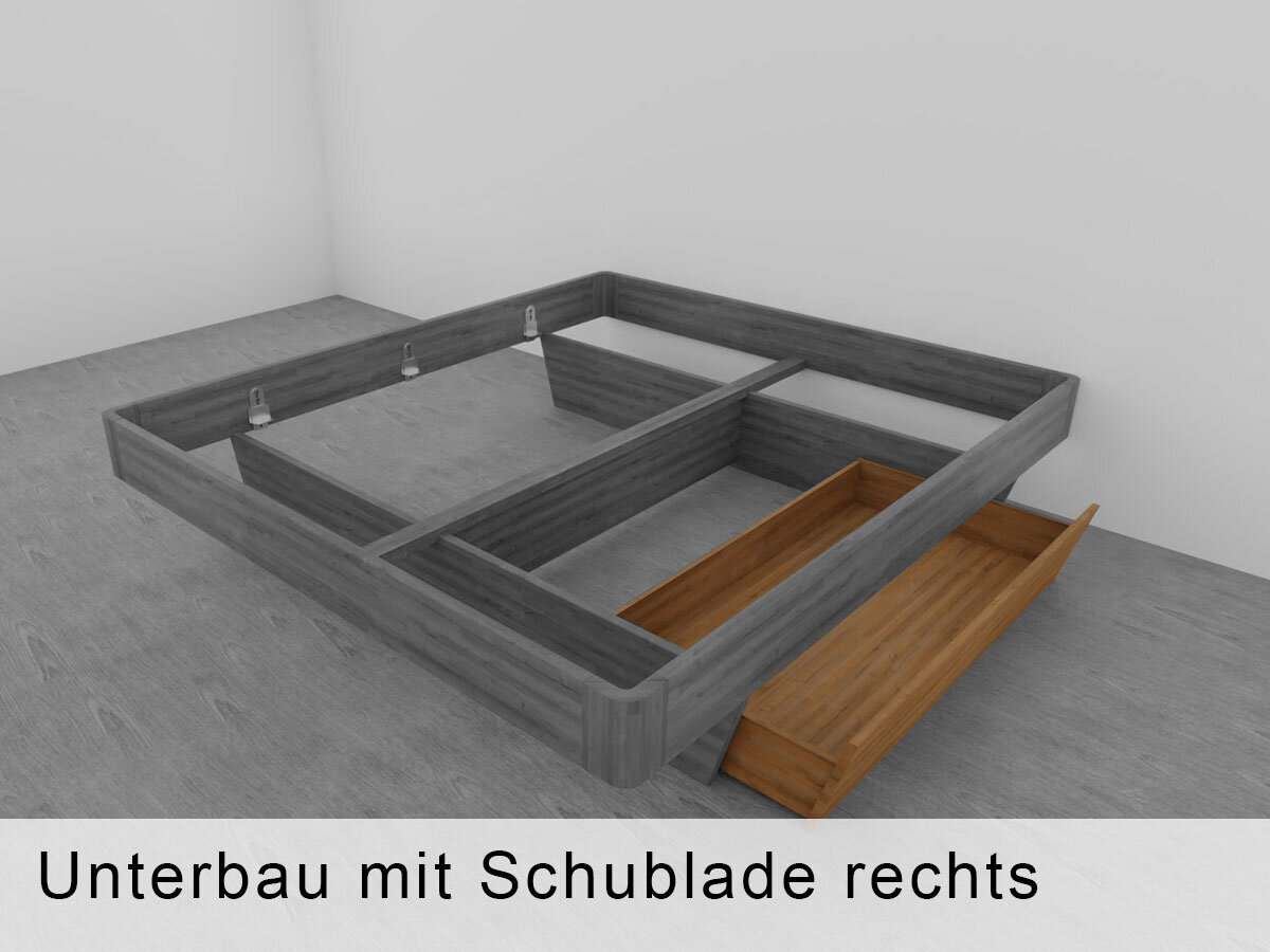 Forestales Holz-Schwebeunterbau 200 cm Kernbuche (1) mit zwei Schubladen