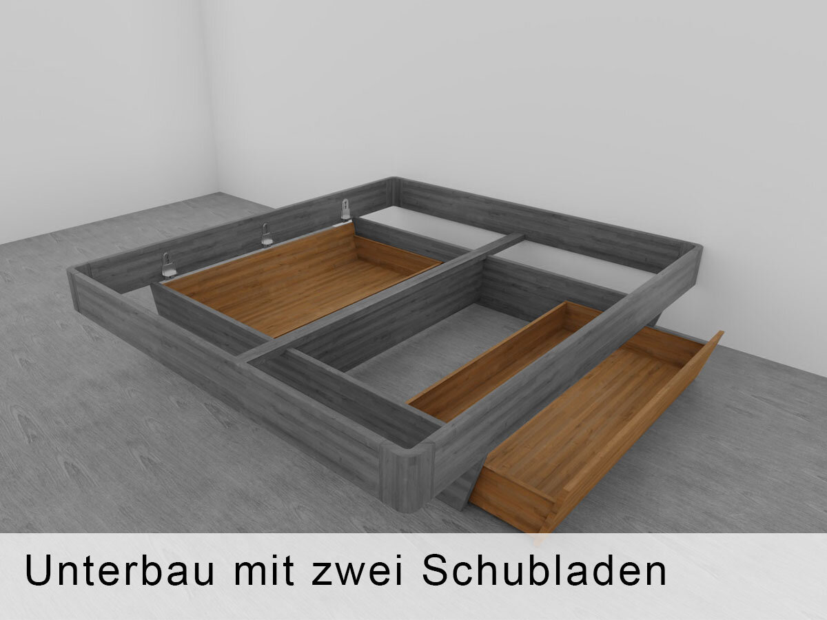 Forestales Holz-Schwebeunterbau 200 cm Kernbuche (1) mit zwei Schubladen