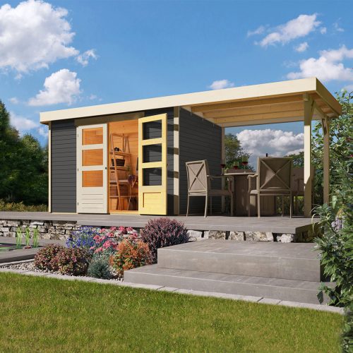 KARIBU Gartenhaus Trundholm 2 (ohne Boden, terragrau)
