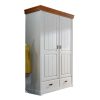 G+K Kleiderschrank II Landhausstil 2-trg., stehende Montage, Kiefer massiv weiß gewachst, Absetzungen honig - Gallery 1 G+K Kleiderschrank II Landhausstil 2-trg., stehende Montage, Kiefer massiv weiß gewachst, Absetzungen honig